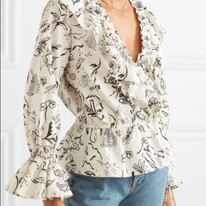 Laura Jackson Roisin ruffled printed wrap top